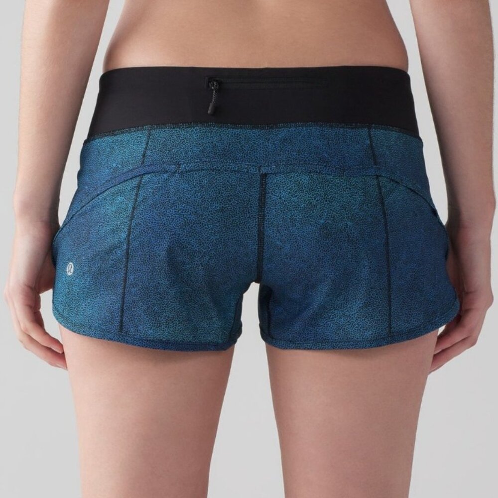 Lululemon Women's Speed Short, Super Natural Blue Multi Black, size 4 EUC